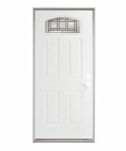 Cheapest 👏 American Building Supply Front Doors Craftsman 36-in x 80-in Steel 1/4 Lite Left-Hand Inswing Primed Prehung Single Front Door with Brickmould Insulating Core 💯