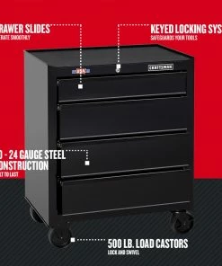 Cheap 🌟 CRAFTSMAN Bottom Tool Cabinets 1000 Series 26.5-in W x 32.5-in H 4-Drawer Steel Rolling Tool Cabinet (Black) 🤩 -Craftsman Official Shop 08965273