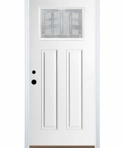 Best deal 😍 Therma-Tru Benchmark Doors Front Doors Emerson 36-in x 80-in Fiberglass Craftsman Right-Hand Inswing Ready to paint Unfinished Prehung Single Front Door with Brickmould 👏