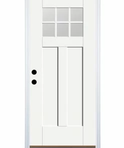 Hot Sale 🤩 Therma-Tru Benchmark Doors Front Doors 36-in x 80-in Fiberglass Craftsman Right-Hand Inswing Ready to paint Unfinished Prehung Single Front Door with Brickmould ⌛