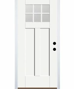 Cheap 🤩 Therma-Tru Benchmark Doors Front Doors 36-in x 80-in Fiberglass Craftsman Left-Hand Inswing Ready To Paint Unfinished Prehung Single Front Door with Brickmould Insulating Core ENERGY STAR Northern Zone ENERGY STAR North/Central Zone ENERGY STAR South/Central Zone ENERGY STAR Southern Zone 💯