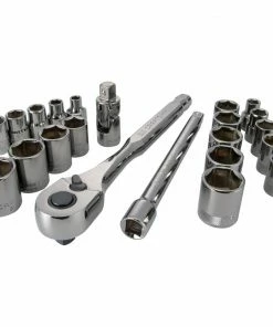 Cheapest ⭐ CRAFTSMAN Mechanics Tool Sets 22-Piece Standard (SAE) and Metric Combination Gunmetal Chrome Mechanics Tool Set (3/8-in) 🧨