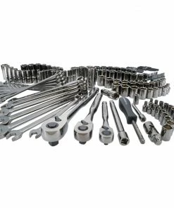 Discount 👍 CRAFTSMAN Mechanics Tool Sets 150-Piece Standard (SAE) and Metric Combination Gunmetal Chrome Mechanics Tool Set (1/4-in; 3/8-in) ⭐