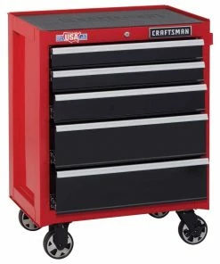 Outlet 🎉 CRAFTSMAN Bottom Tool Cabinets 2000 Series 26.5-in W x 34-in H 5-Drawer Steel Rolling Tool Cabinet (Red) 😍