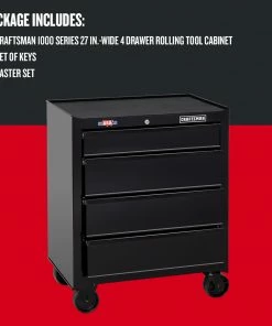 Cheap 🌟 CRAFTSMAN Bottom Tool Cabinets 1000 Series 26.5-in W x 32.5-in H 4-Drawer Steel Rolling Tool Cabinet (Black) 🤩 -Craftsman Official Shop 09229713