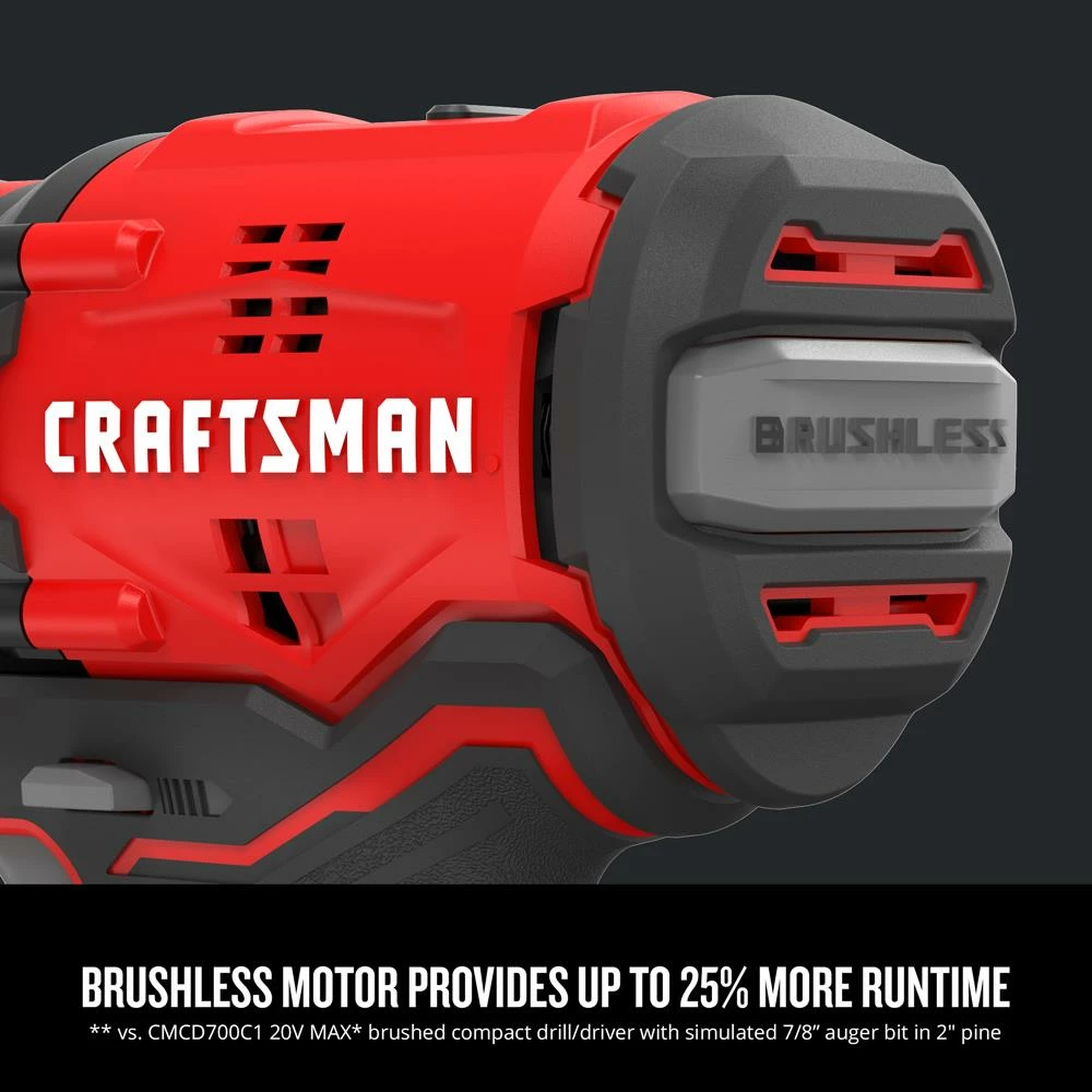 Promo ⭐ CRAFTSMAN Drills V20 20-volt Max 1/2-in Brushless Cordless Drill (1-Battery Included and Charger Included) ⌛ 3 Promo ⭐ CRAFTSMAN Drills V20 20-volt Max 1/2-in Brushless Cordless Drill (1-Battery Included and Charger Included) ⌛ - Image 3