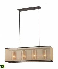 Discount ⌛ Westmore by ELK Lighting Chandeliers Sandbar 4-Light Oil Rubbed Bronze Craftsman Cage Chandelier 🎁