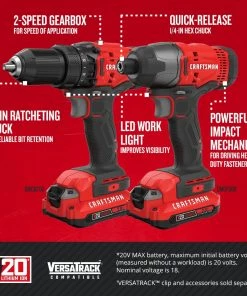 Discount 💯 CRAFTSMAN Power Tool Combo Kits V20 2-Tool 20-Volt Max Power Tool Combo Kit with Soft Case (2-Batteries Included and Charger Included) 🤩 -Craftsman Official Shop 09651943