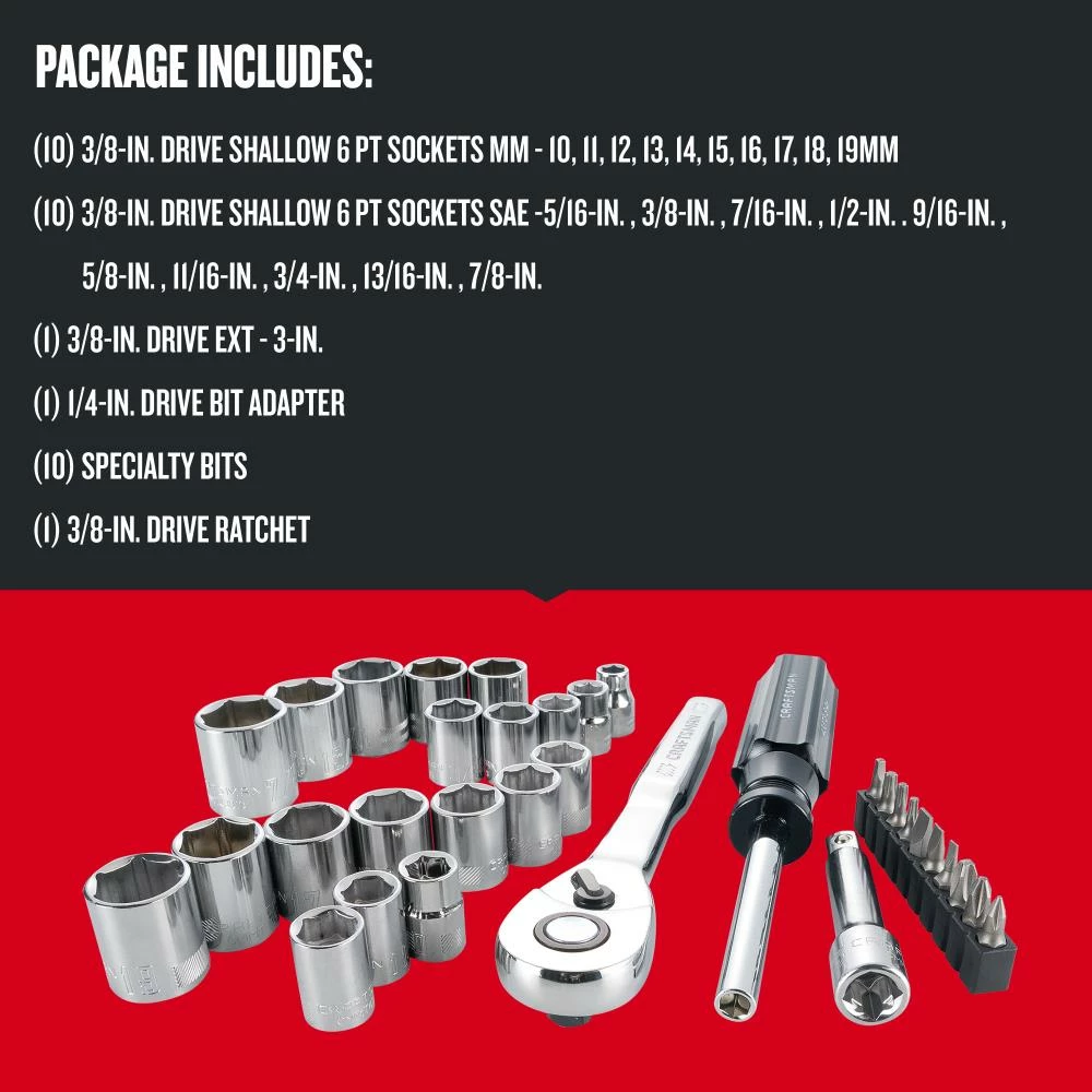 Deals π CRAFTSMAN Mechanics Tool Sets 33-Piece Standard (SAE) and Metric Combination Polished Chrome Mechanics Tool Set (3/8-in) π 3 Deals π CRAFTSMAN Mechanics Tool Sets 33-Piece Standard (SAE) and Metric Combination Polished Chrome Mechanics Tool Set (3/8-in) π - Image 3