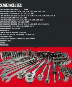 Outlet 🧨 CRAFTSMAN Mechanics Tool Sets 121-Piece Standard (SAE) and Metric Combination Gunmetal Chrome Mechanics Tool Set (1/4-in; 3/8-in) ❤️ -Craftsman Official Shop 09705259