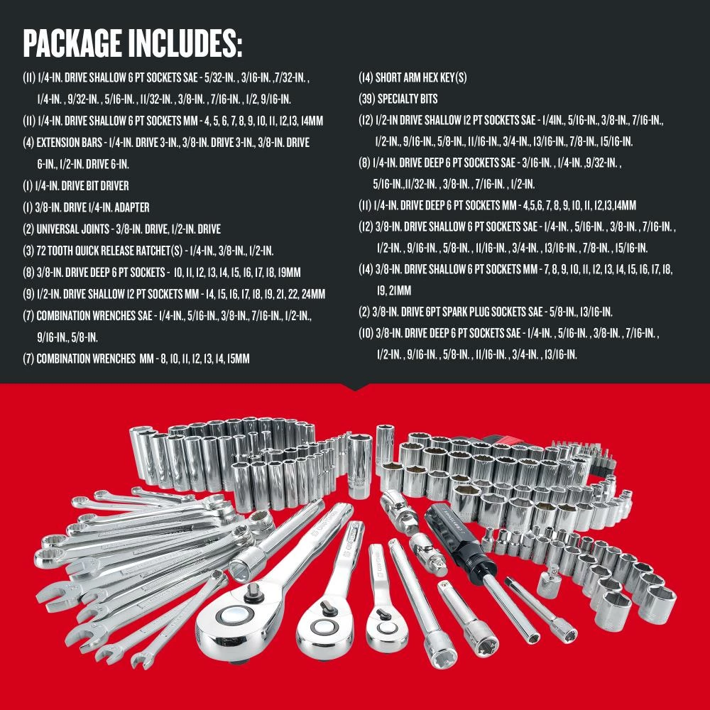 Top 10 โค๏ธ CRAFTSMAN Mechanics Tool Sets 189-Piece Standard (SAE) and Metric Combination Polished Chrome Mechanics Tool Set (1/4-in; 3/8-in) ๐ 3 Top 10 โค๏ธ CRAFTSMAN Mechanics Tool Sets 189-Piece Standard (SAE) and Metric Combination Polished Chrome Mechanics Tool Set (1/4-in; 3/8-in) ๐ - Image 3