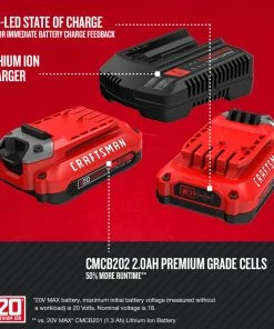Deals π CRAFTSMAN Power Tool Batteries & Chargers V20 20-Volt Max 2-Pack 2 Amp-Hour Lithium Power Tool Battery Kit (Charger Included) β€οΈ 8 Deals π CRAFTSMAN Power Tool Batteries & Chargers V20 20-Volt Max 2-Pack 2 Amp-Hour Lithium Power Tool Battery Kit (Charger Included) β€οΈ -Craftsman Official Shop 09889725