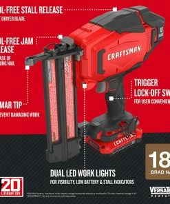 Promo π CRAFTSMAN Nailers V20 18-Gauge 20-Volt Max Cordless Brad Nailer 𧨠20 Promo π CRAFTSMAN Nailers V20 18-Gauge 20-Volt Max Cordless Brad Nailer 𧨠-Craftsman Official Shop 09900514