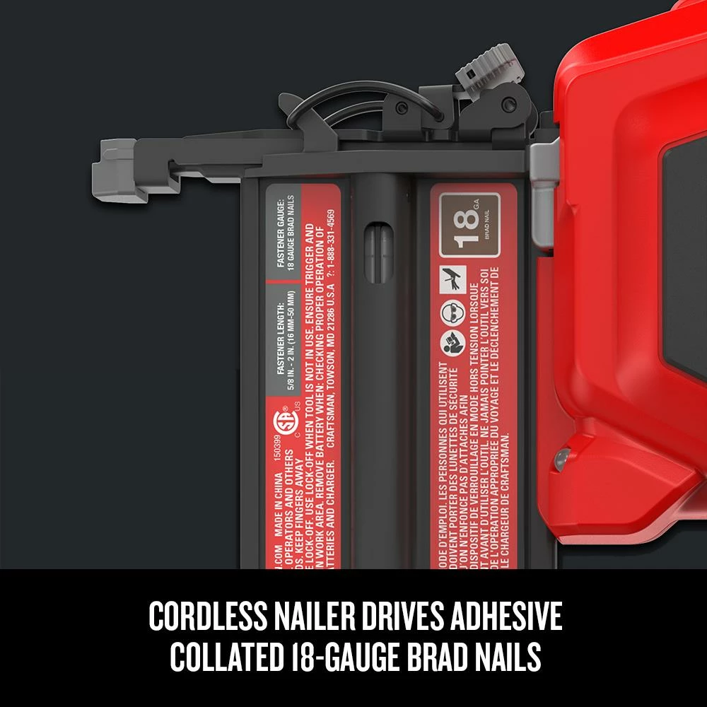 Promo π CRAFTSMAN Nailers V20 18-Gauge 20-Volt Max Cordless Brad Nailer 𧨠8 Promo π CRAFTSMAN Nailers V20 18-Gauge 20-Volt Max Cordless Brad Nailer 𧨠- Image 8
