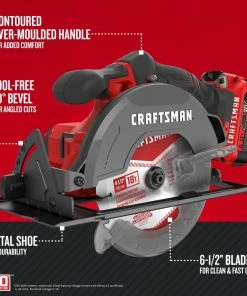 Promo 🎉 CRAFTSMAN Circular Saws V20 20-Volt Max 6-1/2-in Cordless Circular Saw Kit Circular Saw (1-Battery and Charger Included) 🎉 -Craftsman Official Shop 09986173