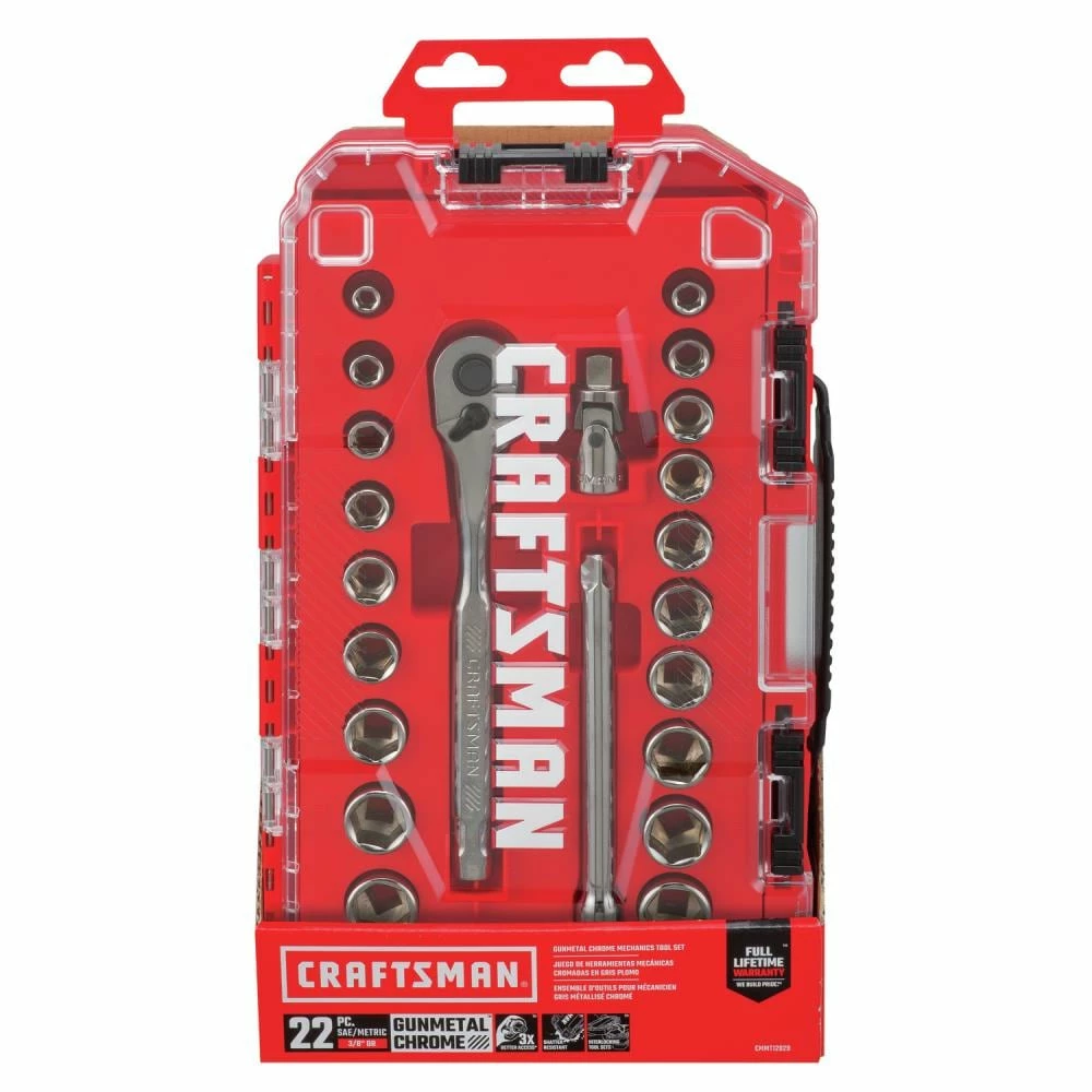 Cheapest β CRAFTSMAN Mechanics Tool Sets 22-Piece Standard (SAE) and Metric Combination Gunmetal Chrome Mechanics Tool Set (3/8-in) 𧨠8 Cheapest β CRAFTSMAN Mechanics Tool Sets 22-Piece Standard (SAE) and Metric Combination Gunmetal Chrome Mechanics Tool Set (3/8-in) 𧨠- Image 8