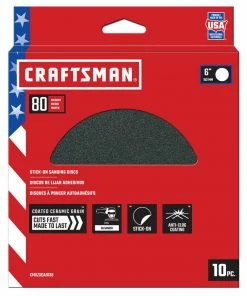 Promo 🔔 CRAFTSMAN Power Tool Sandpaper 6 In PSA Cer Discs 80 Grit 10pk 10-Piece Ceramic Alumina 80-Grit Disc Sandpaper 🤩