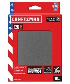 Deals 👍 CRAFTSMAN Power Tool Sandpaper Ceramic 1/4 Sheet 120 Grit 10pk 10-Piece Ceramic Alumina 120-Grit Sheet Sandpaper ❤️