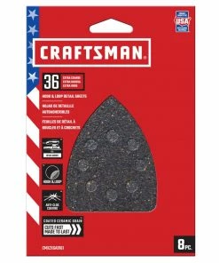 Brand new 🔥 CRAFTSMAN Power Tool Sandpaper Ceramic Mouse Sheet 36 Grit 8pk 8-Piece Ceramic Alumina 36-Grit Detail Sandpaper 🤩