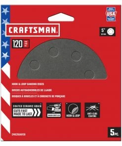 Cheap 🔥 CRAFTSMAN Power Tool Sandpaper 5 In 8H H/L Cer Disc 120 Grit 5pk 5-Piece Ceramic Alumina 120-Grit Disc Sandpaper ⌛