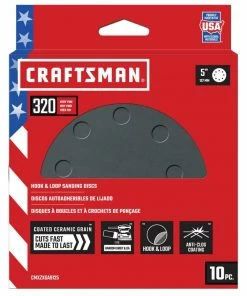 Best Sale ✨ CRAFTSMAN Power Tool Sandpaper 5 In 8H H/L Cer Disc 320 Grt 10pk 10-Piece Ceramic Alumina 320-Grit Disc Sandpaper 🤩