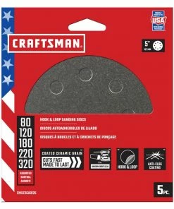 Budget 💯 CRAFTSMAN Power Tool Sandpaper 5 In 8H H/L Cer Disc Asst Grt 5pk 5-Piece Ceramic Alumina Multi-grade Pack Disc Sandpaper 🎉