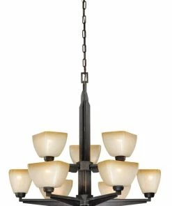 Best Pirce ⭐ Cascadia Chandeliers Descartes II 9-Light Architectural Bronze Craftsman Chandelier 🌟