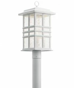 Brand new ✔️ Kichler Post Light Parts Beacon Square 150-Watt 20.5-in White Craftsman Light Post Lantern 🎉