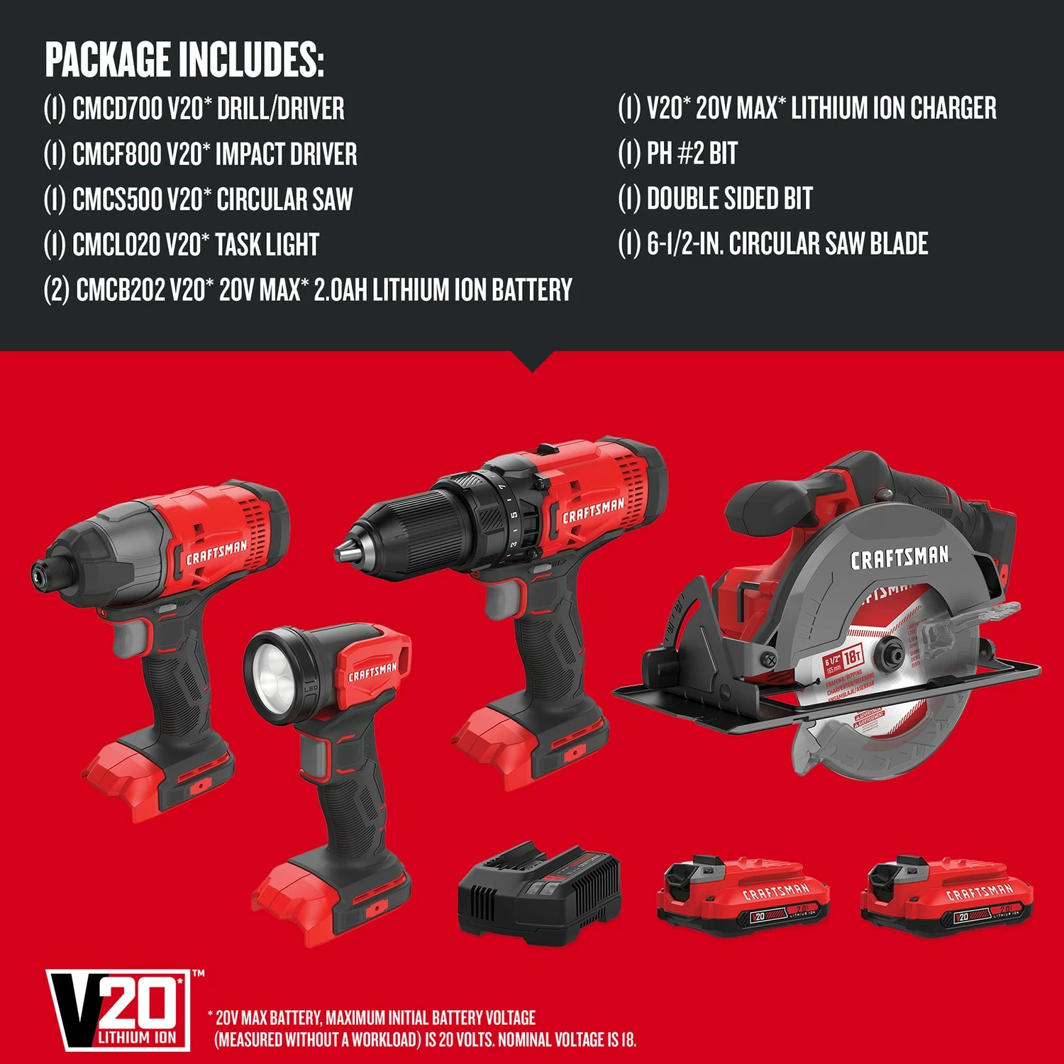 Best Sale 😀 CRAFTSMAN Power Tool Combo Kits V20 4-Tool 20-Volt Max Power Tool Combo Kit Case (2-Batteries Included and Charger Included) ❤️ 3 Best Sale 😀 CRAFTSMAN Power Tool Combo Kits V20 4-Tool 20-Volt Max Power Tool Combo Kit Case (2-Batteries Included and Charger Included) ❤️ - Image 3