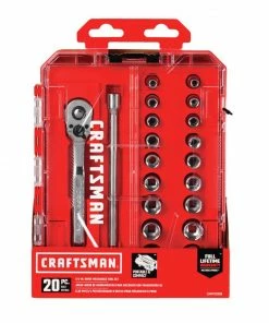 Budget ❤️ CRAFTSMAN Mechanics Tool Sets 20-Piece Standard (SAE) and Metric Combination Polished Chrome Mechanics Tool Set (1/4-in) ⭐ -Craftsman Official Shop 12191039