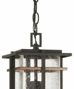 Brand new 🌟 Minka Lavery Pendant Lighting San Marcos Black with Antique Copper Accents Craftsman Clear Glass Linear Outdoor Pendant Light 🌟