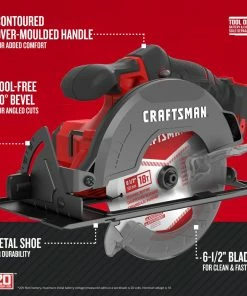 New 🎉 CRAFTSMAN Circular Saws V20 20-Volt Max 6-1/2-in Cordless Compact Saw Circular Saw 🧨 -Craftsman Official Shop 12282991