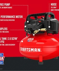 Hot Sale 👍 CRAFTSMAN Air Compressors 6-Gallon Single Stage Portable Electric Pancake Air Compressor 🎉 -Craftsman Official Shop 14206724