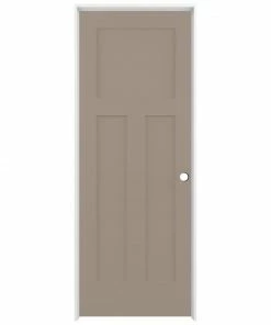Cheap 🔔 ReliaBilt Prehung Interior Doors Shaker 28-in x 80-in Sand Piper 3-Panel Craftsman Solid Core Prefinished Pine MDF Right Hand Inswing Single Prehung Interior Door ⌛