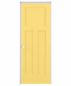 Discount 😍 American Building Supply Prehung Interior Doors Shaker 28-in x 80-in Marigold 3-Panel Craftsman Solid Core Prefinished Pine MDF Right Hand Inswing Single Prehung Interior Door 🤩