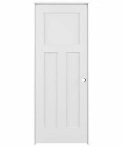 Promo 👍 American Building Supply Prehung Interior Doors Shaker 28-in x 80-in White 3-Panel Craftsman Solid Core Prefinished Pine MDF Left Hand Inswing Single Prehung Interior Door ⭐