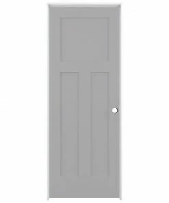 Buy 👏 ReliaBilt Prehung Interior Doors Shaker 36-in x 80-in Driftwood 3-Panel Craftsman Solid Core Prefinished Pine MDF Left Hand Inswing Single Prehung Interior Door 🎉