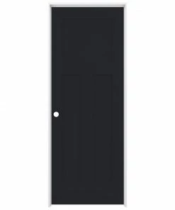 Best Pirce ✔️ American Building Supply Prehung Interior Doors Shaker 32-in x 80-in Midnight 3-Panel Craftsman Solid Core Prefinished Pine MDF Left Hand Inswing Single Prehung Interior Door 👏