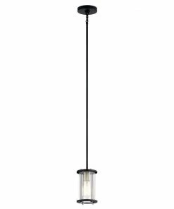 Flash Sale π Kichler Pendant Lighting Loman Matte Black and Brushed Nickel Craftsman Clear Glass Cylinder Mini Pendant Light π€©