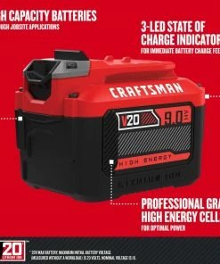 Buy 🎉 CRAFTSMAN Power Tool Batteries & Chargers V20 20-Volt Max 9 Amp-Hour Lithium Power Tool Battery 🎁 -Craftsman Official Shop 15317888