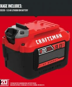 Buy 🎉 CRAFTSMAN Power Tool Batteries & Chargers V20 20-Volt Max 9 Amp-Hour Lithium Power Tool Battery 🎁 -Craftsman Official Shop 15317889