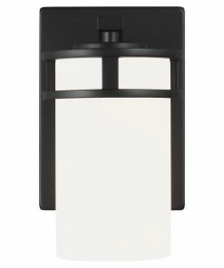 Cheap 😀 Sea Gull Lighting Wall Sconces Robie 5-in W 1-Light Midnight Black Craftsman Wall Sconce ✔️