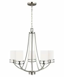 Hot Sale 🛒 Sea Gull Lighting Chandeliers Robie 5-Light Brushed Nickel Craftsman Chandelier ❤️