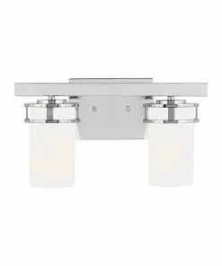 Deals ⭐ Sea Gull Lighting Vanity Lights Robie 2-Light Chrome Craftsman Vanity Light 👏