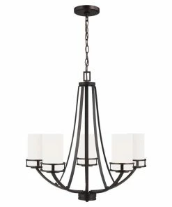 Promo 🌟 Sea Gull Lighting Chandeliers Robie 5-Light Bronze Craftsman Chandelier 🤩
