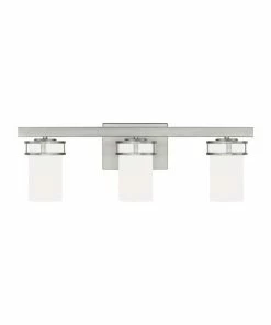 Budget 🔔 Sea Gull Lighting Vanity Lights Robie 3-Light Nickel Craftsman Vanity Light 👍