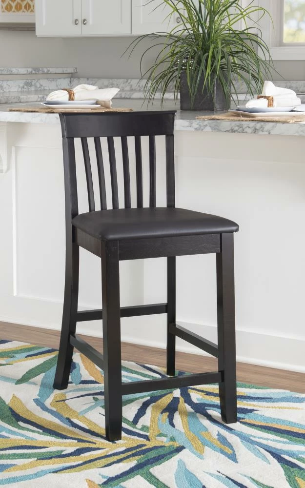 Best Sale π Linon Bar Stools Torino Craftsman Counter Stool Black Counter height (22-in to 26-in) Upholstered Bar Stool π 6 Best Sale π Linon Bar Stools Torino Craftsman Counter Stool Black Counter height (22-in to 26-in) Upholstered Bar Stool π - Image 6