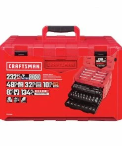 Deals 😍 CRAFTSMAN Mechanics Tool Sets 232-Piece Standard (SAE) and Metric Combination Polished Chrome Mechanics Tool Set (1/4-in; 3/8-in) 🔥 -Craftsman Official Shop 40849655