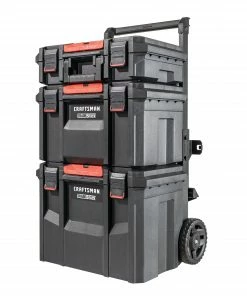 Promo 👏 CRAFTSMAN Portable Tool Boxes TradeStack System Tower 22-in Black Plastic Wheels Lockable Tool Box 🔔