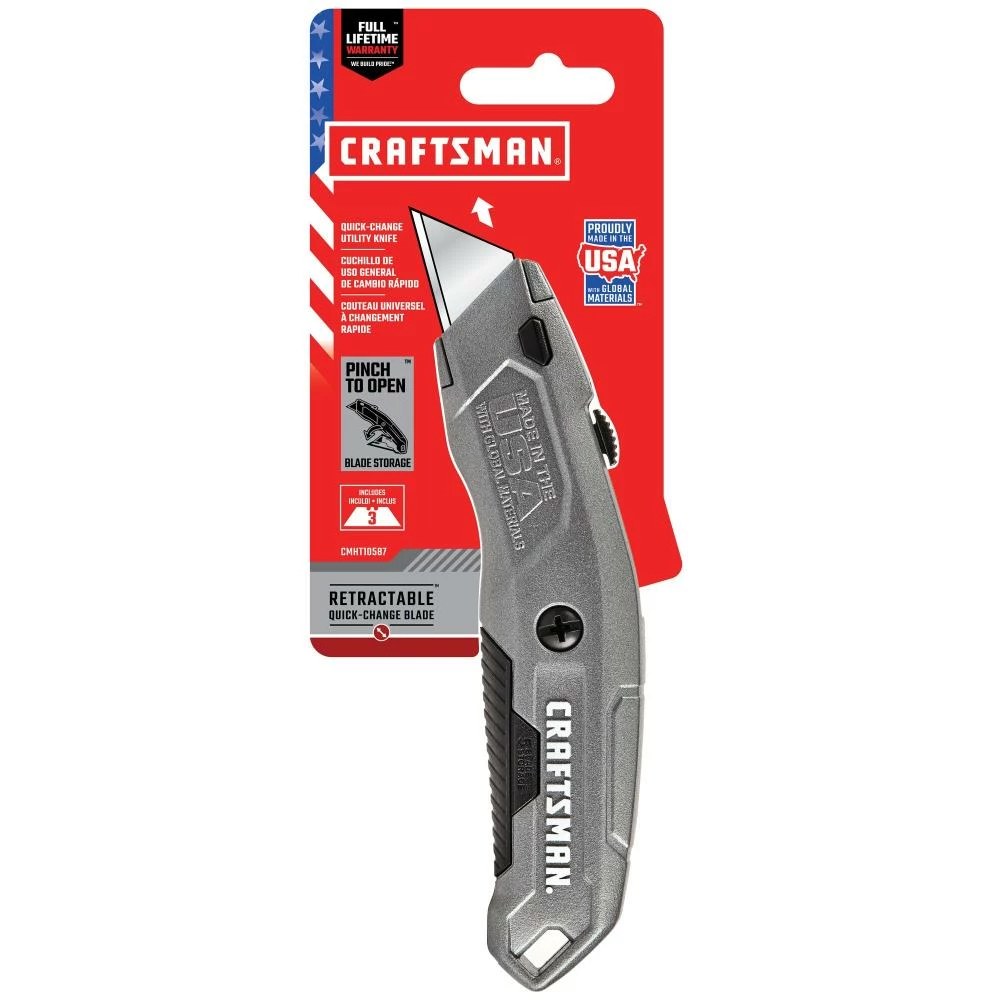 Discount β€οΈ CRAFTSMAN Utility Knives Quick Change 3-Blade Retractable Utility Knife with On Tool Blade Storage π 3 Discount β€οΈ CRAFTSMAN Utility Knives Quick Change 3-Blade Retractable Utility Knife with On Tool Blade Storage π - Image 3
